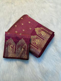 Royal Chit Pallu Tusser Silk Saree -  MAGENTA WINE