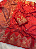 Royal Chit Pallu Tusser Silk Saree-ORANGE