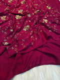 Elegant Rangoli Crush Saree with Sequins & Bits Work Designer Blouse -DARK PINK
