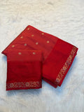Premium Soft Tusser Silk Traditional Saree with Chit Pallu - ORANGE