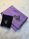 Premium Rangoli Silk Embroidery Saree - LIGHT PURPLE