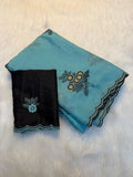 Premium Rangoli Silk Embroidery Saree - SKY
