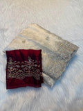 Premium Pure Soft Fendy Satin Silk Saree with Multi Embroidery Work & Designer Blouse -  BEIGE