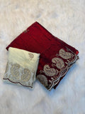 Majestic Paisley Space Silk Saree   - MAROON