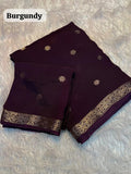 Premium Pure Viscose Weaving Jacquard Saree with Matching Blouse -BURGUNDY