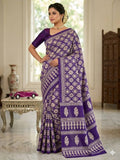 Royal  Banarasi Style Woven Saree with Traditional Motifs PURPLE