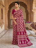 Royal  Banarasi Style Woven Saree with Traditional Motifs PINK