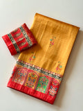 Rajwada Digital Print Saree -YELLOW