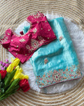 Royal Golden Fandy Silk Saree -SKY