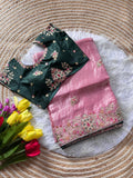 Royal Golden Fandy Silk Saree -LIGHT PINK