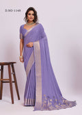 Royal Weaving Chinno Fabric Saree With Floral Pallu & Rich Heavy Border - LIGHT PURPLE