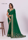 Royal Weaving Chinno Fabric Saree With Floral Pallu & Rich Heavy Border -GREEN