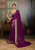Premium Tusser Weaving Saree with Zari Border & Digital Blouse - WINE