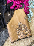 Elegance Premium Rangoli Silk Saree with Floral Zari Embroidery & Designer Blouse - GOLDEN YELLOW